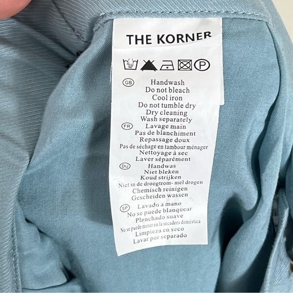 Anthropologie The Korner Blue High Rise Lightweight Pleated Tapered Leg Pant 4 - Picture 9 of 13